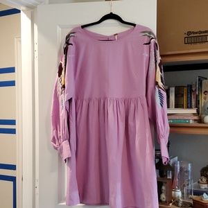 Free People Long Sleeve Embroidery Babydoll Dress
